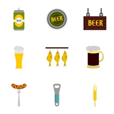 Alkol Icons set, düz stil