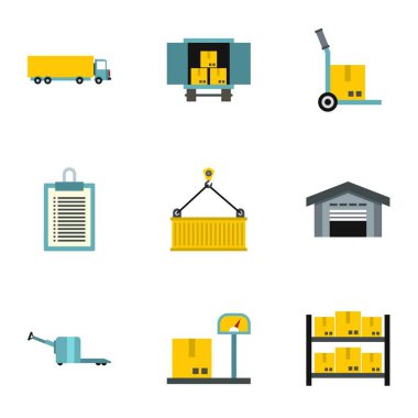 Mağaza Icons set, düz stil