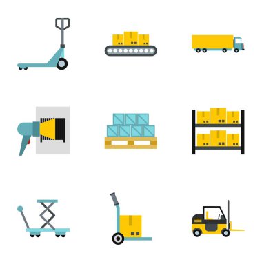 Simgeler kümesi, düz tarzı ambalaj kargo