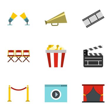 Film simge seti, düz stil