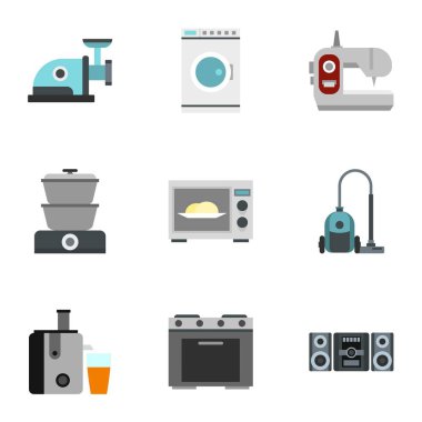 Ev aletleri Icons set, düz stil