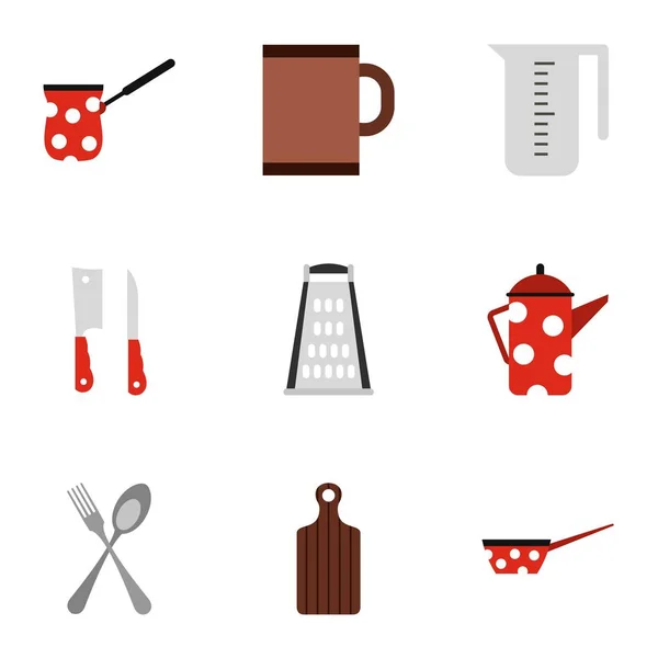 Geschirr-Icons Set, flacher Stil — Stockvektor