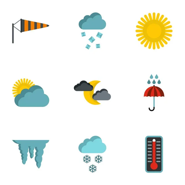 Lucht temperatuur iconen set, vlakke stijl — Stockvector