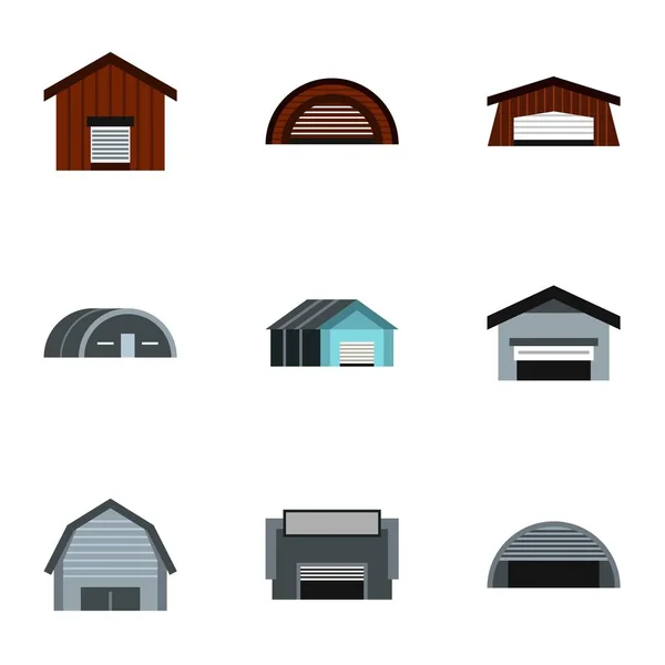 Warehouse icons set, flat style — Stock Vector