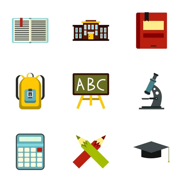 Education icons set, flat style — Stock Vector