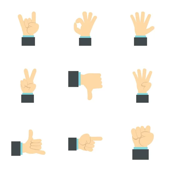 Conjunto de iconos de dedos, estilo plano — Vector de stock
