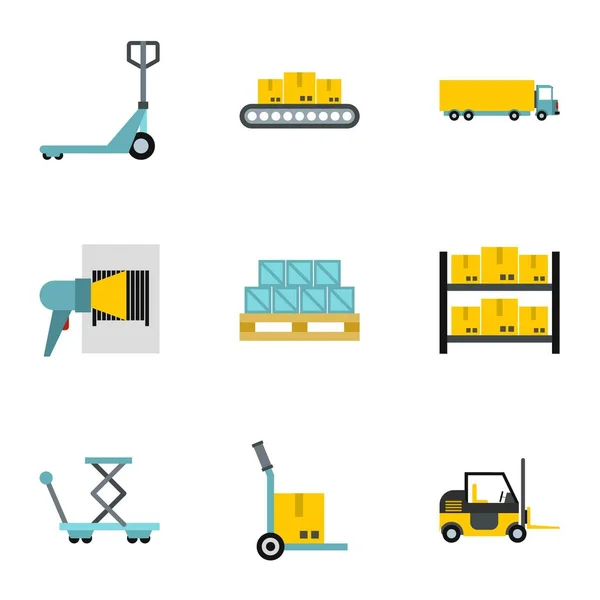 Cargo Packing Icons Set, flacher Stil — Stockvektor