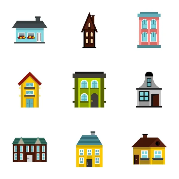 Set di icone della casa, stile piatto — Vettoriale Stock