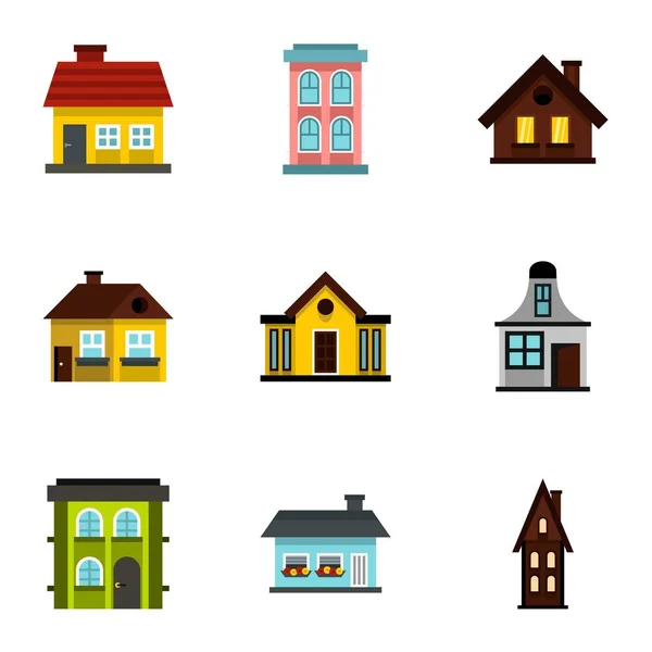 Conjunto de iconos de vivienda, estilo plano — Vector de stock