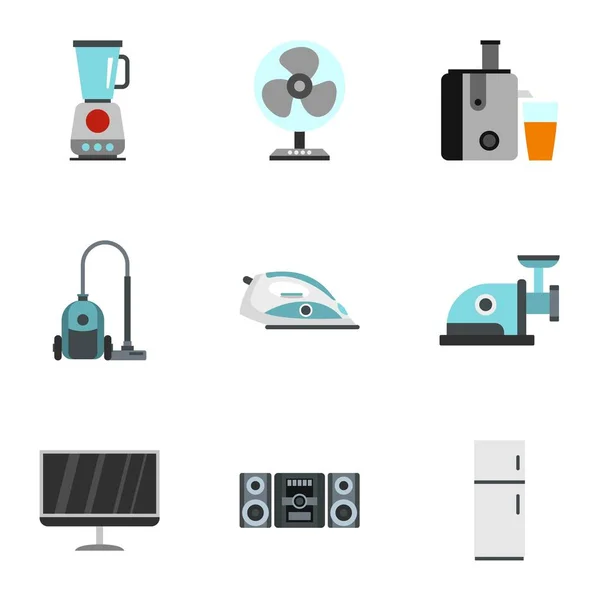 Devices for home icons set, flat style — Stock Vector