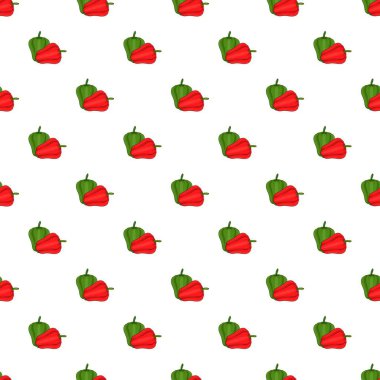 Kırmızı ve yeşil tatlı biber desen, karikatür tarzı