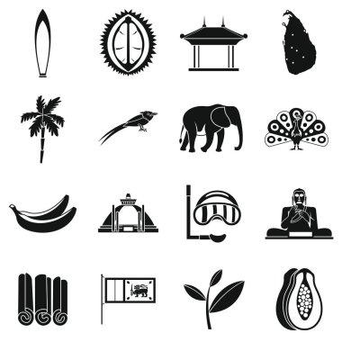 Sri Lanka seyahat Icons set, basit tarzı