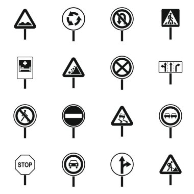 Farklı yol işaretleri Icons set, basit tarzı
