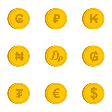 Para Icons set, düz stil
