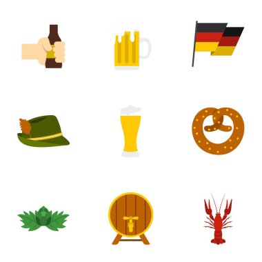 Alkollü içecek Icons set, düz stil