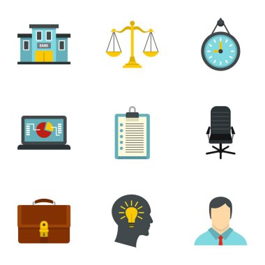 Firma Icons set, düz stil