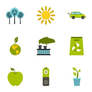 Doğa Icons set, düz stil saflığı