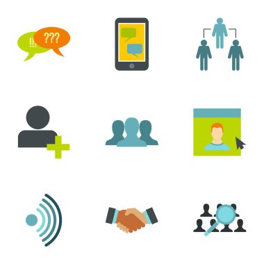E-posta Icons set, düz stil