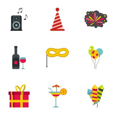 Tatil Icons set, düz stil