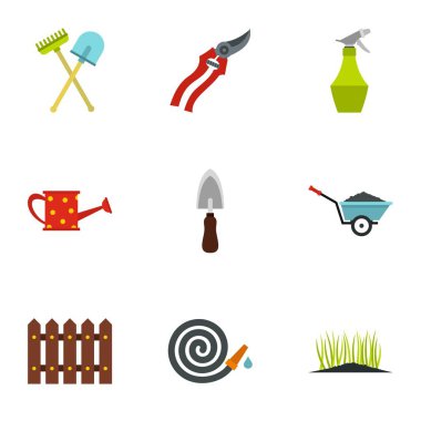 Çiftlik Icons set, düz stil