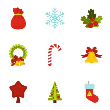 Xmas simgeler ayarla, stil düz