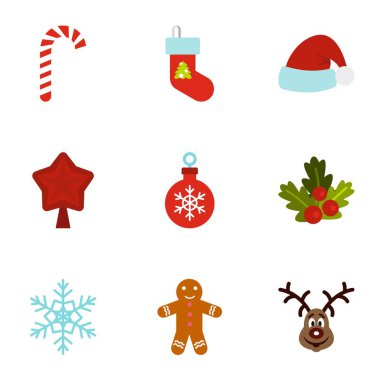 Yeni yıl simgeler ayarla, stil düz