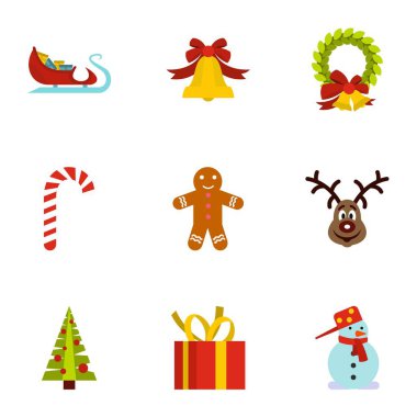 Tatil Icons set, düz stil