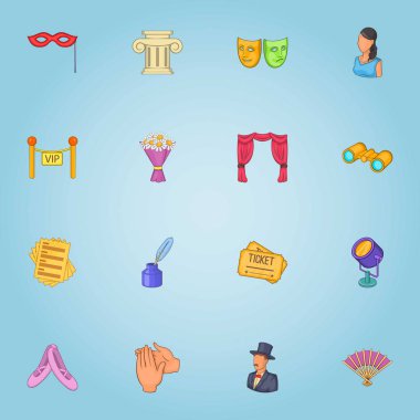 Tiyatro Icons set, karikatür tarzı