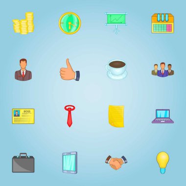 İş takım simgeler ayarla, tarzı çizgi film