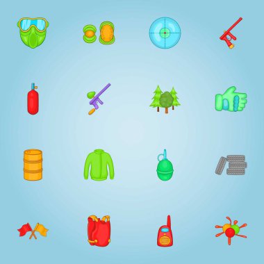 Paintball Icons set, karikatür tarzı