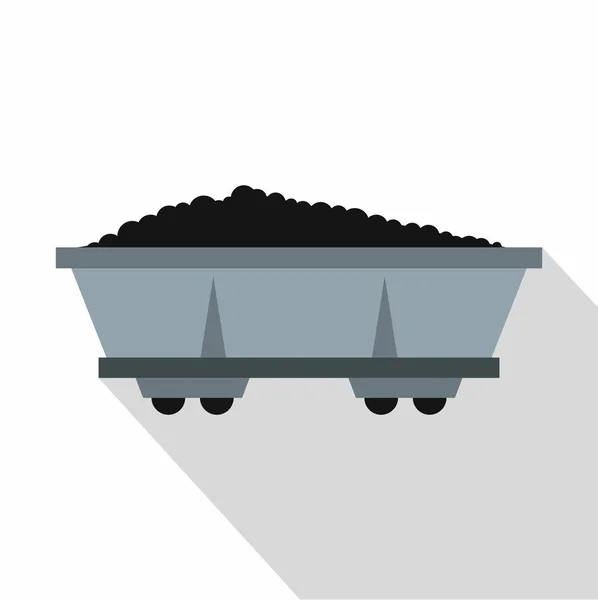 Ikona vozík uhlí, plochý — Stockový vektor