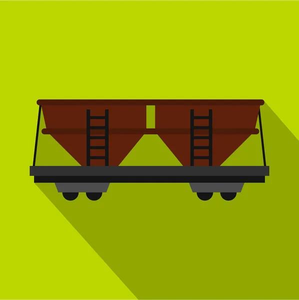 Ícone de carro ferroviário de carga, estilo plano — Vetor de Stock
