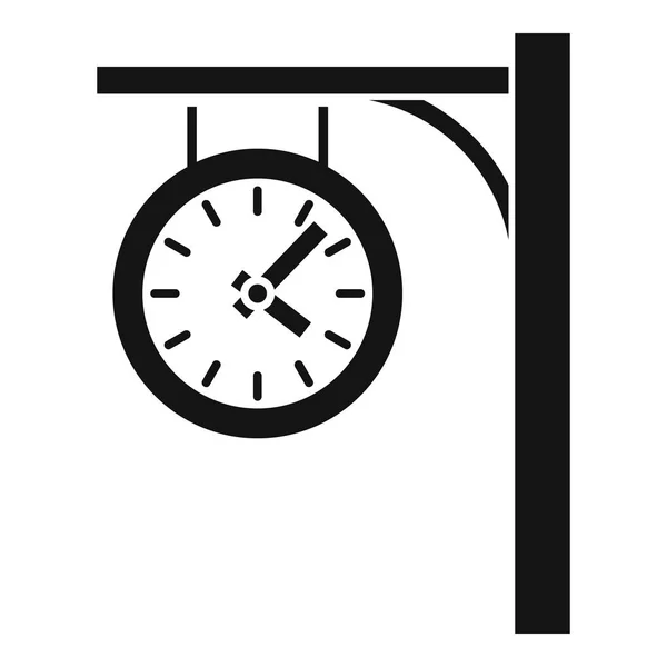 Icona dell'orologio della stazione, stile semplice — Vettoriale Stock