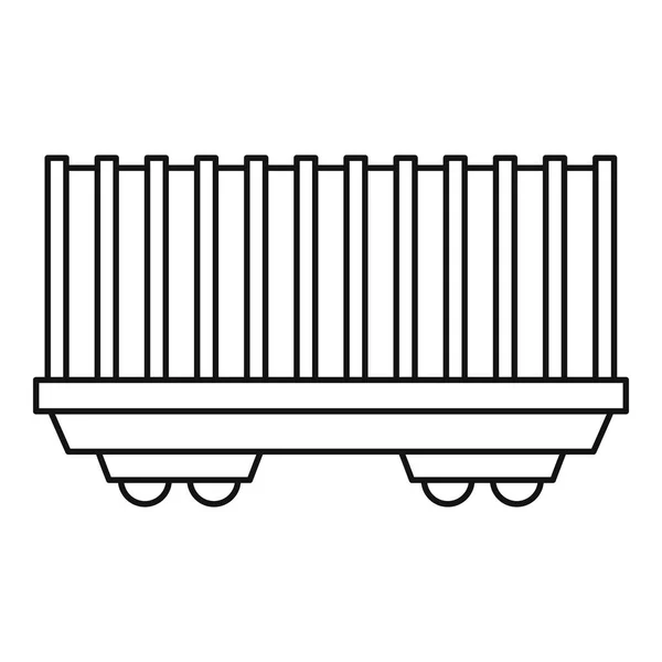 Cargo wagon icon, stil contur — Vector de stoc