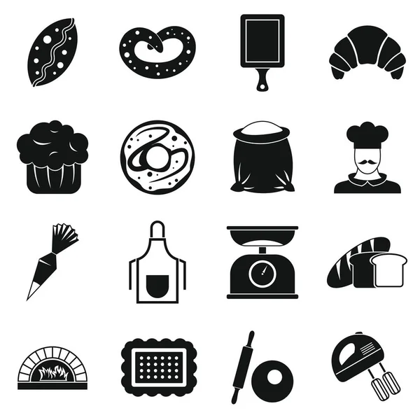 Bakery icons set, simple style — Stock Vector