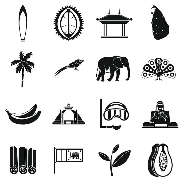 Набор для путешествий в Шри-Ланке, простой стиль — стоковый вектор