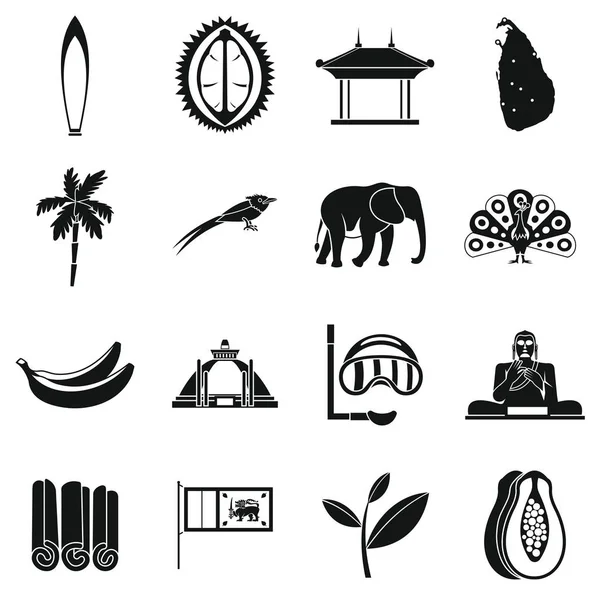 Sri Lanka seyahat Icons set, basit tarzı