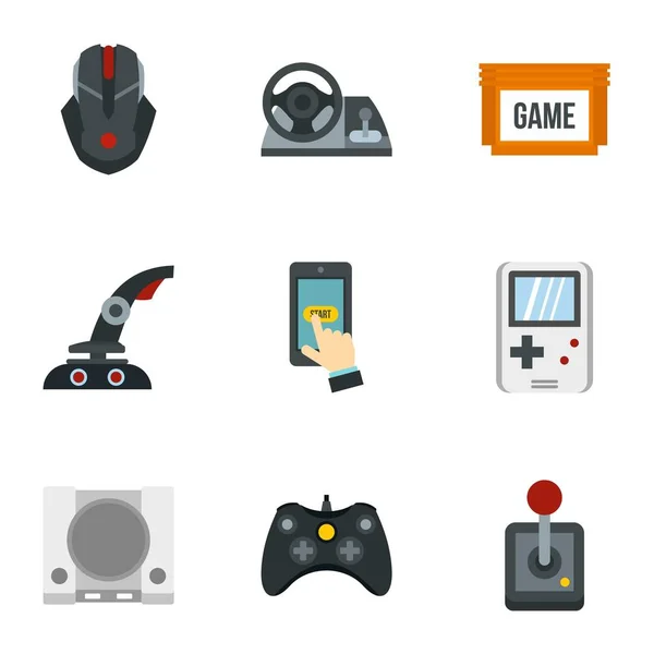 Conjunto de iconos de consola de juegos, estilo plano — Vector de stock