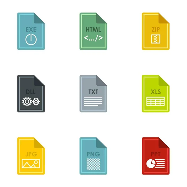 Files icons set, flat style — Stock Vector