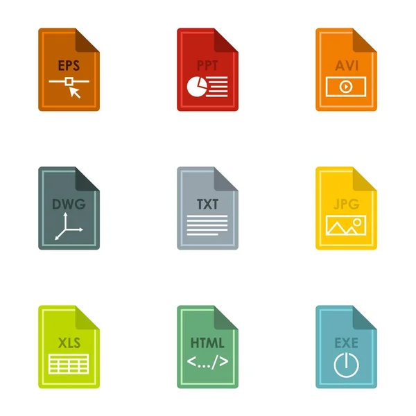 Ensemble d'icônes de documents, style plat — Image vectorielle