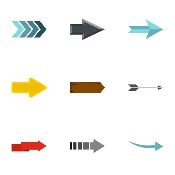 Tipos de flechas iconos conjunto, estilo plano — Vector de stock