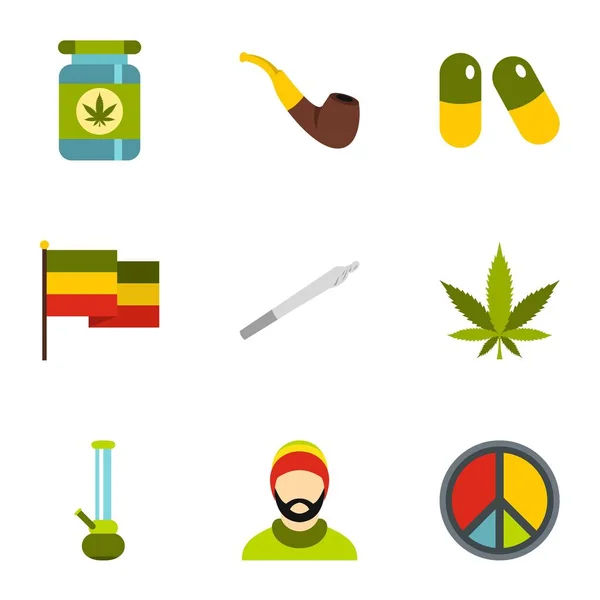 Conjunto de ícones de drogas, estilo plano — Vetor de Stock