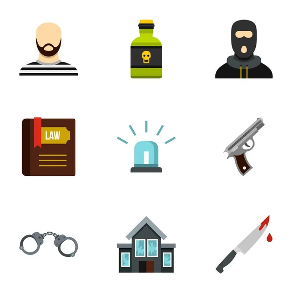 Conjunto de iconos de robo, estilo plano — Vector de stock