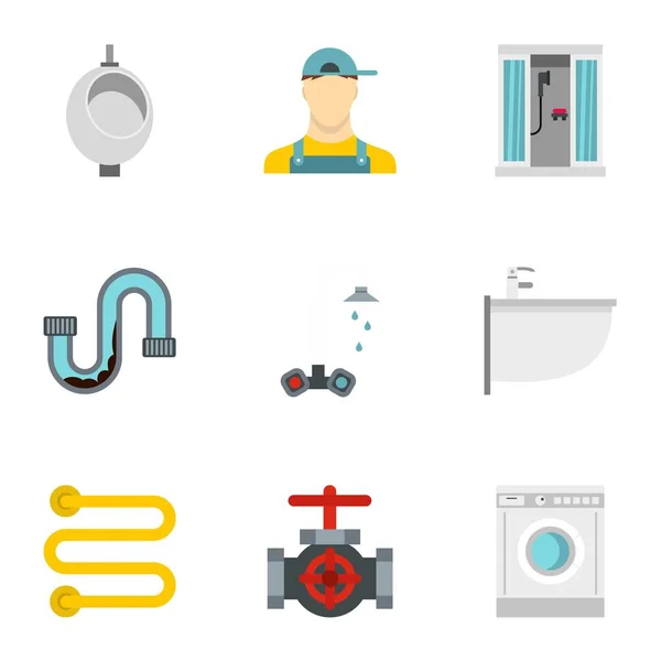 Set de iconos de inodoro, estilo plano — Vector de stock