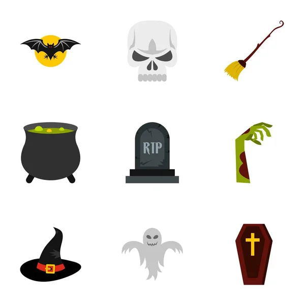 Ensemble d'icônes Halloween, style plat — Image vectorielle