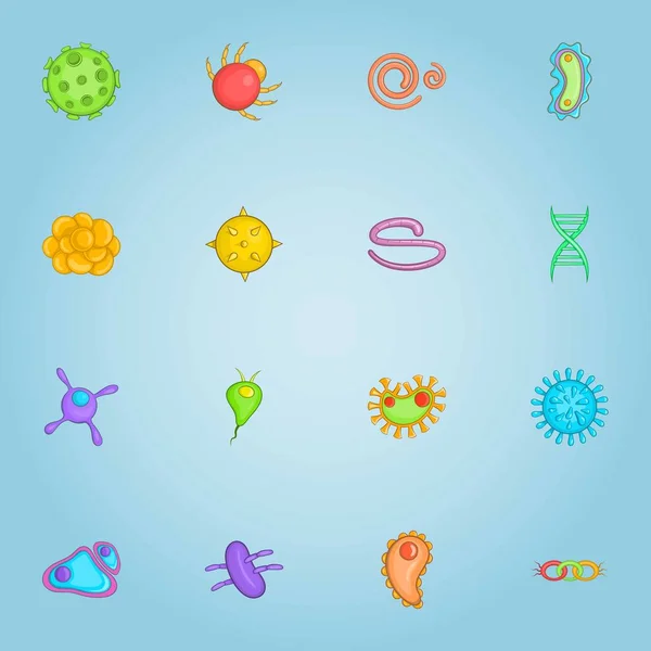 Набір іконок вірусів і бактерій, мультиплікаційний стиль — стоковий вектор