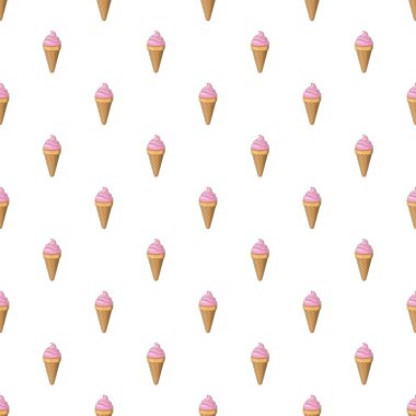 Çilekli dondurma waffle koni desen