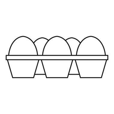Yumurta karton paket simgesi, anahat stili