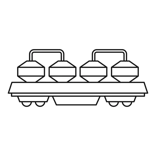 Железнодорожный вагон для иконки цемента, стиль контура — стоковый вектор