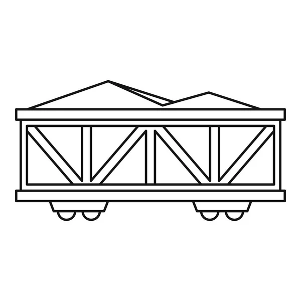 Vonat tehervagon ikon, körvonalazott stílus — Stock Vector
